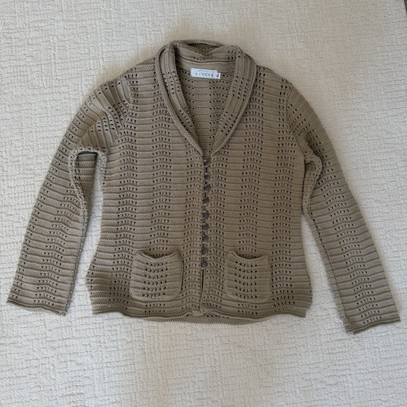 Willow Hand Knit Beige 100% Cotton Cardigan Women's Size XL Metal Buttons New - Picture 9 of 11